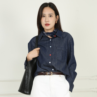 梵凯衬衣女2026春复古时尚长袖高级感港风春秋百搭软牛仔衬衫女
