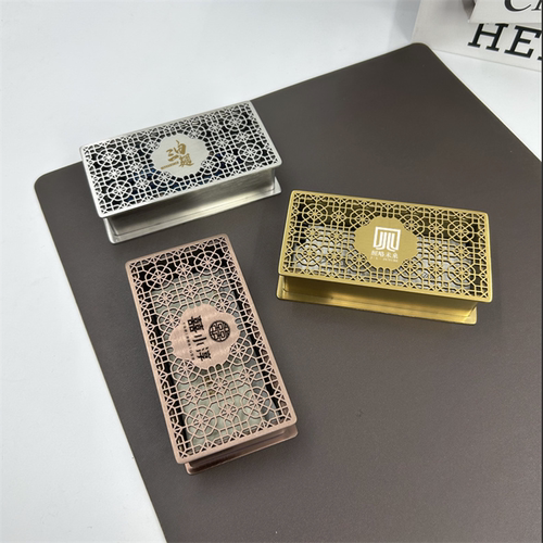 金色镂空不锈钢大号牙签盒