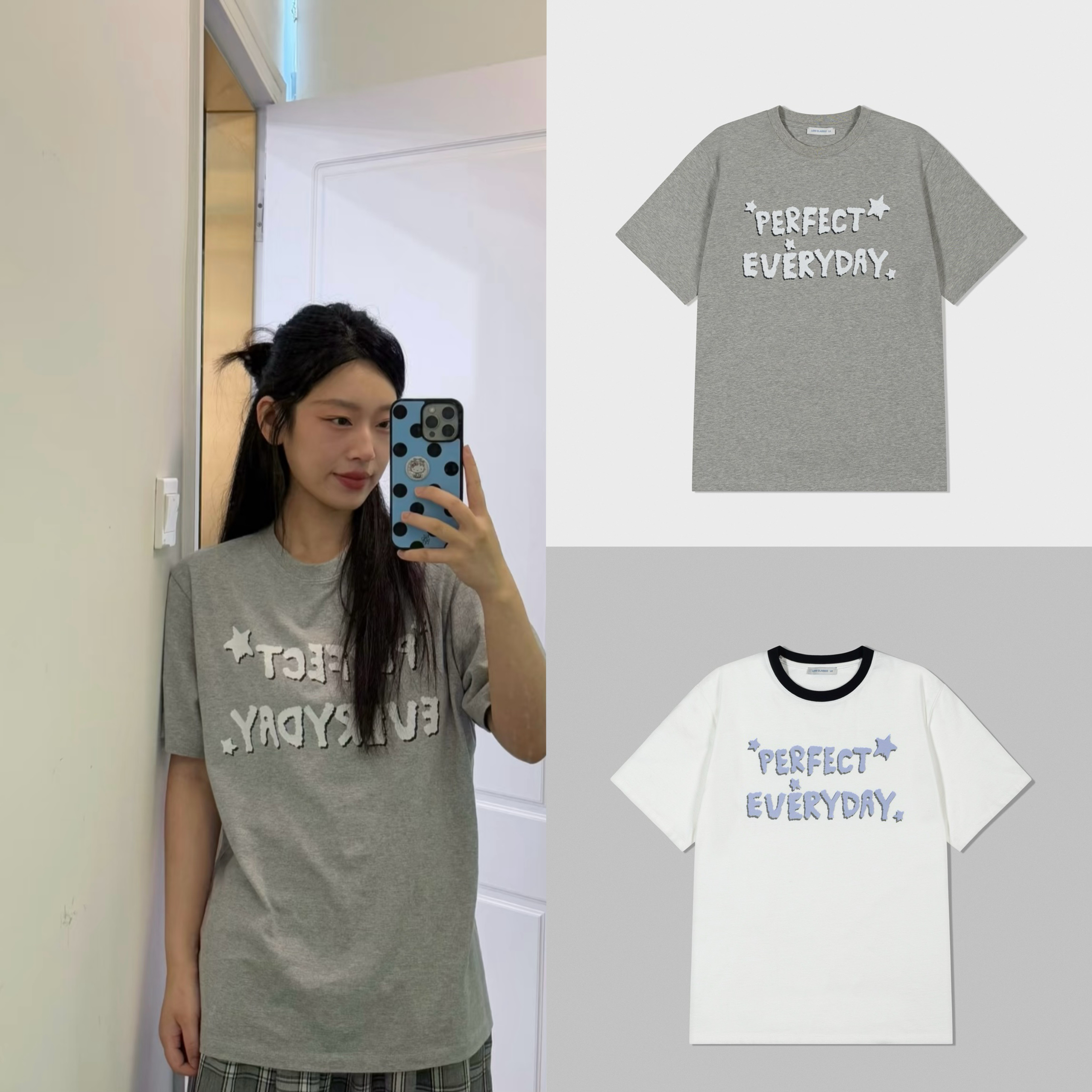 low classic短袖T恤女夏季新款字母图案印花宽松棉质圆领百搭上衣