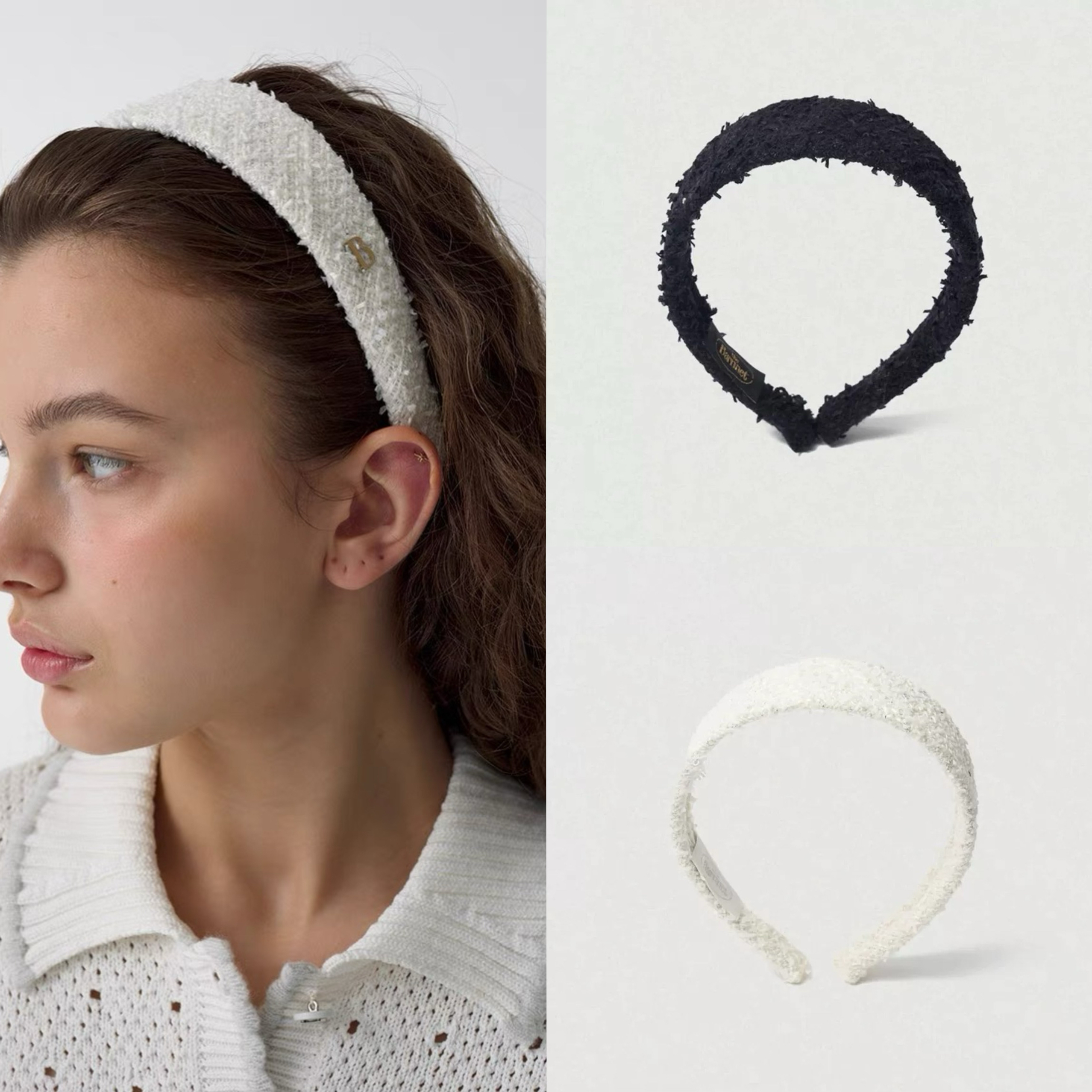 25春夏 The Barnnet韩国设计师品牌气质小香风亮丝粗花呢发箍发夹