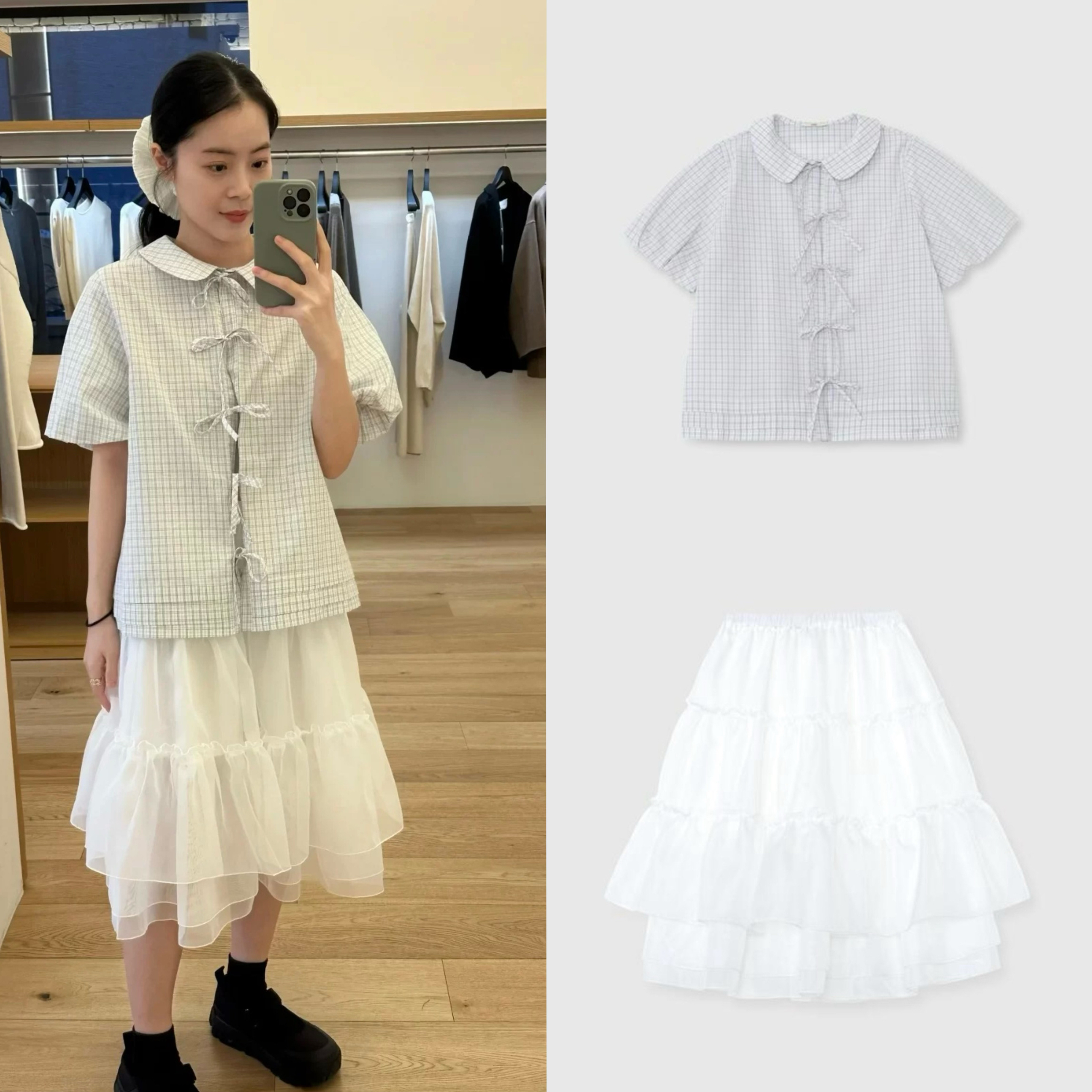 现 2025夏季新款nieeh韩国小众品牌女洋气百搭层次蓬蓬网纱半身裙