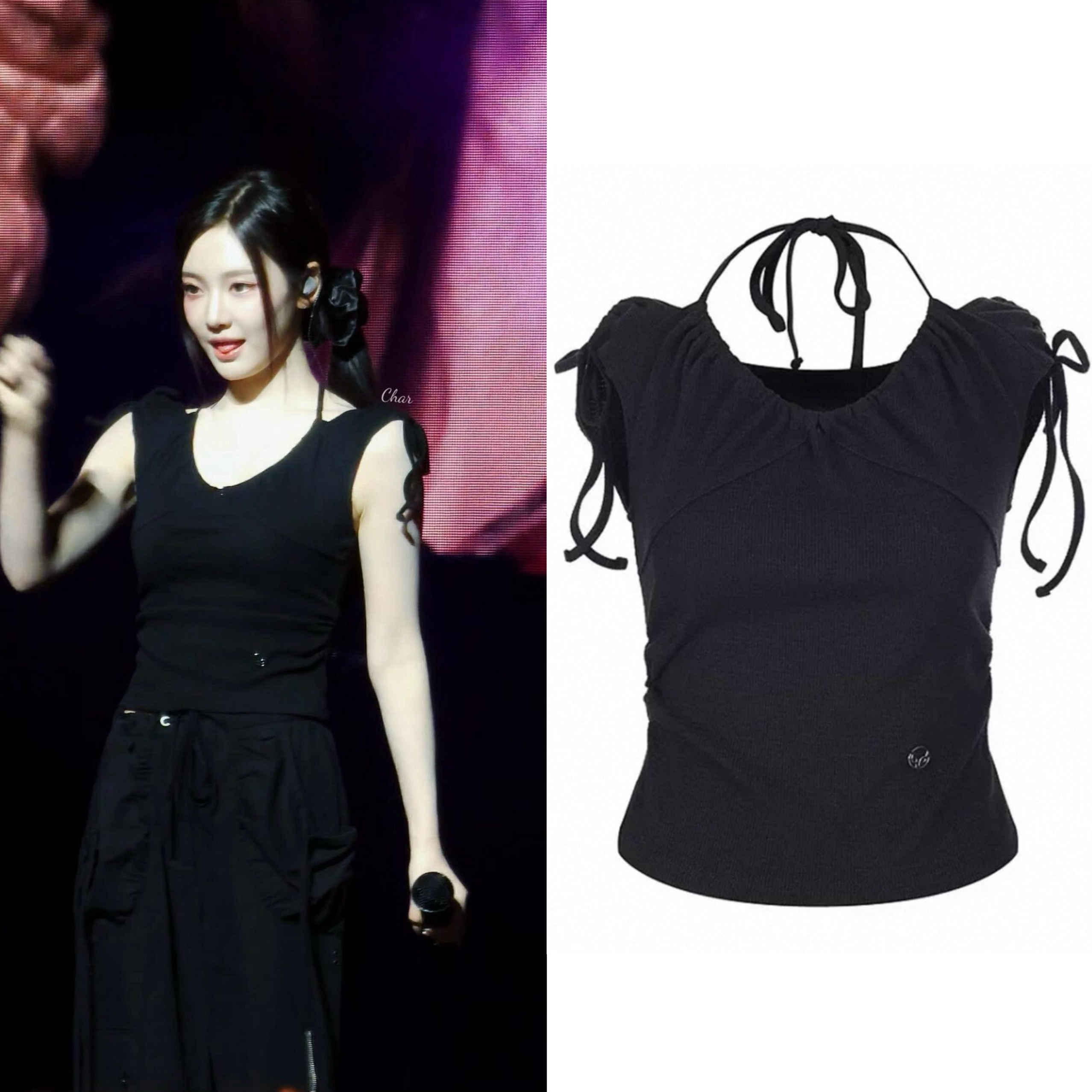 宁艺卓同款 LALAFOX韩国设计师品牌甜酷风纯色系带挂脖短款背心女