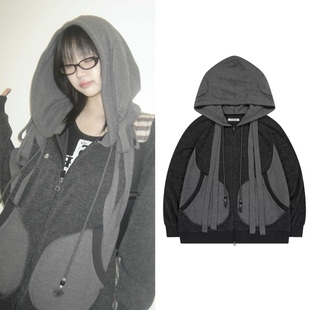 【现货】韩国coyseio复古拼接色连帽卫衣拉链衫外套林娜琏同款女