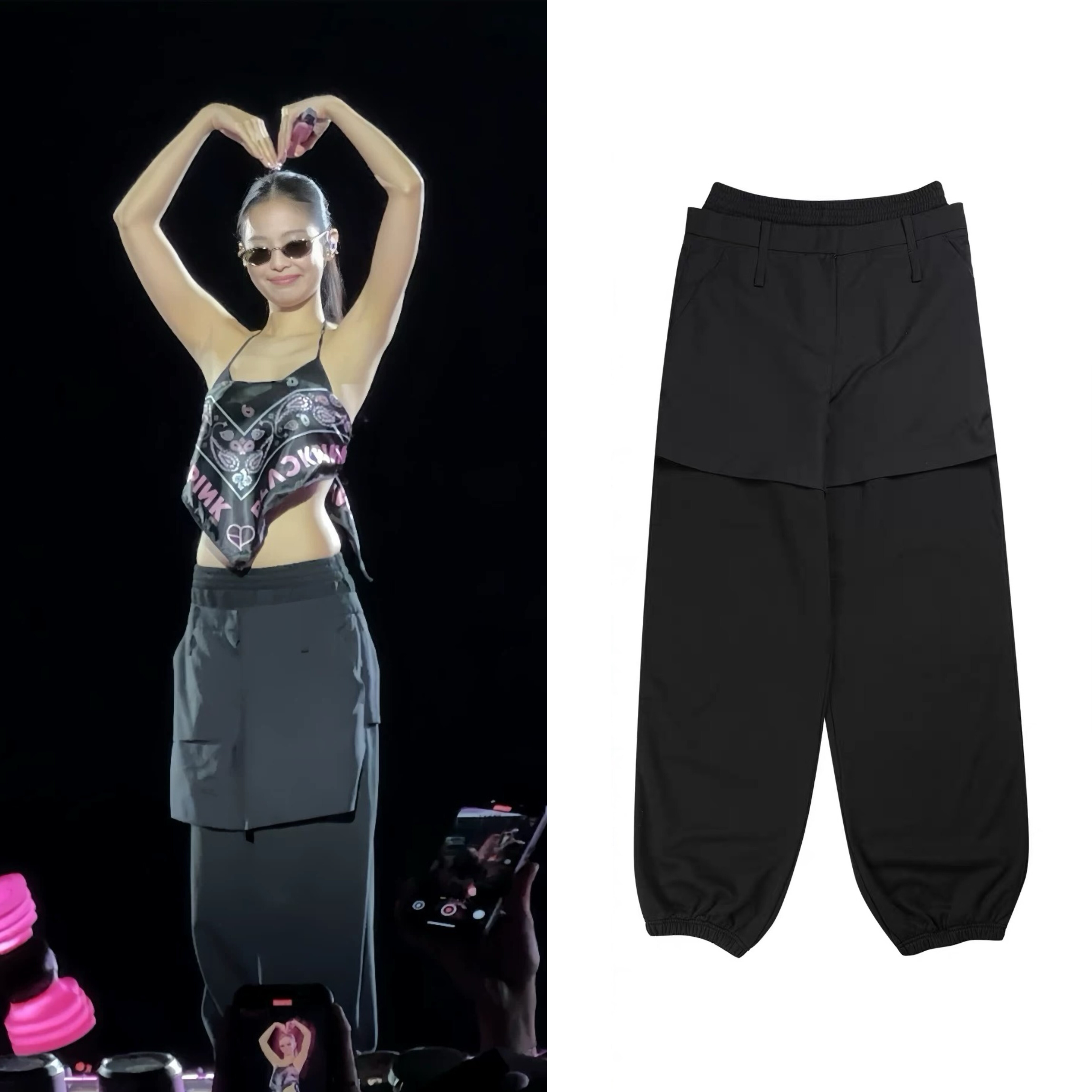 韩国小众 Jennie金智妮同款 分层假两件式休闲长裤裙裤阔腿裤卫裤