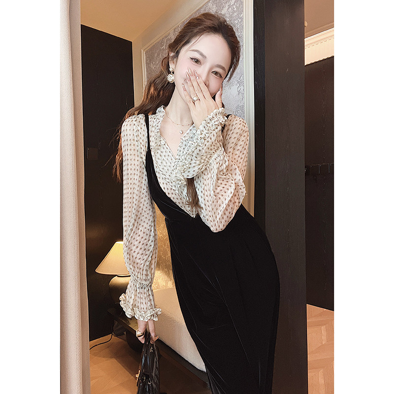 大兔子优雅木耳边长袖衬衫