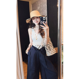 黑白色薄款 PINZIKO 休闲宽松无袖 百搭时尚 背心 大兔子