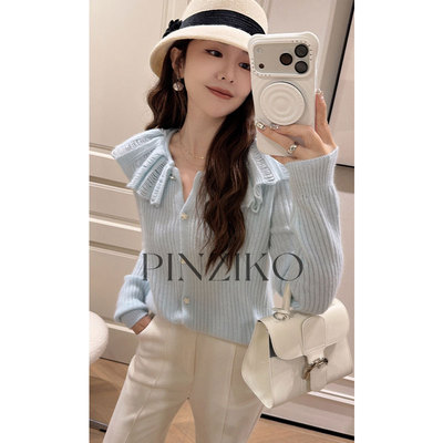 绵羊毛兔毛娃娃领针织衫毛衣