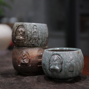林连手作 柴烧敦煌茶碗小建水主人杯大碗钵粗陶个性茶室茶具