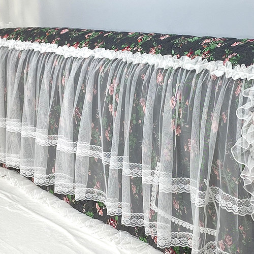 2021复古碎花布艺公主床头罩蕾丝床头套靠背防尘保护皮床头田园