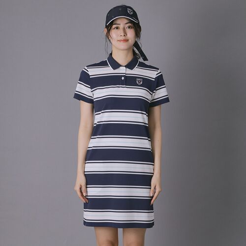 日本26年春夏款adabat女士高尔夫服装运动时尚速干抗UV条纹连衣裙