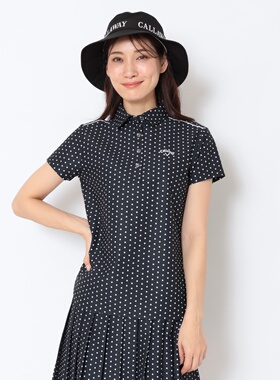 日本26春夏款Callaway卡拉威女士高尔夫服装遮热网眼印花经典短袖