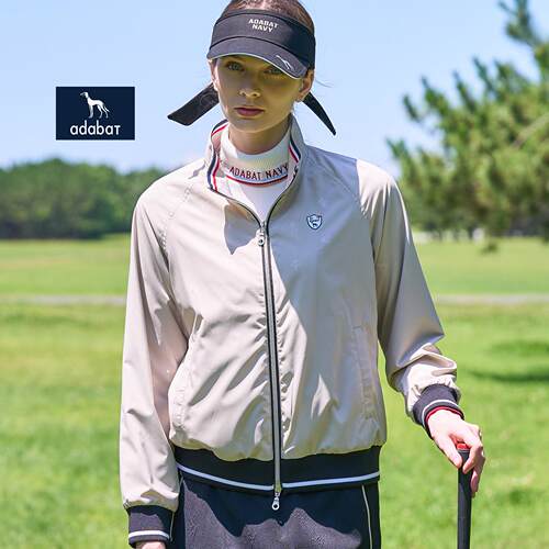 日本26年春夏款adabat女士高尔夫服装时尚防风防泼水修身轻量外套