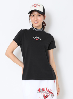 日本26春夏款Callaway卡拉威女士高尔夫服装经典印花罗纹时尚短袖