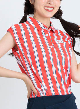 日本26年春夏款ARCHIVIO女士高尔夫服装条纹弹力轻薄修身凉感短袖