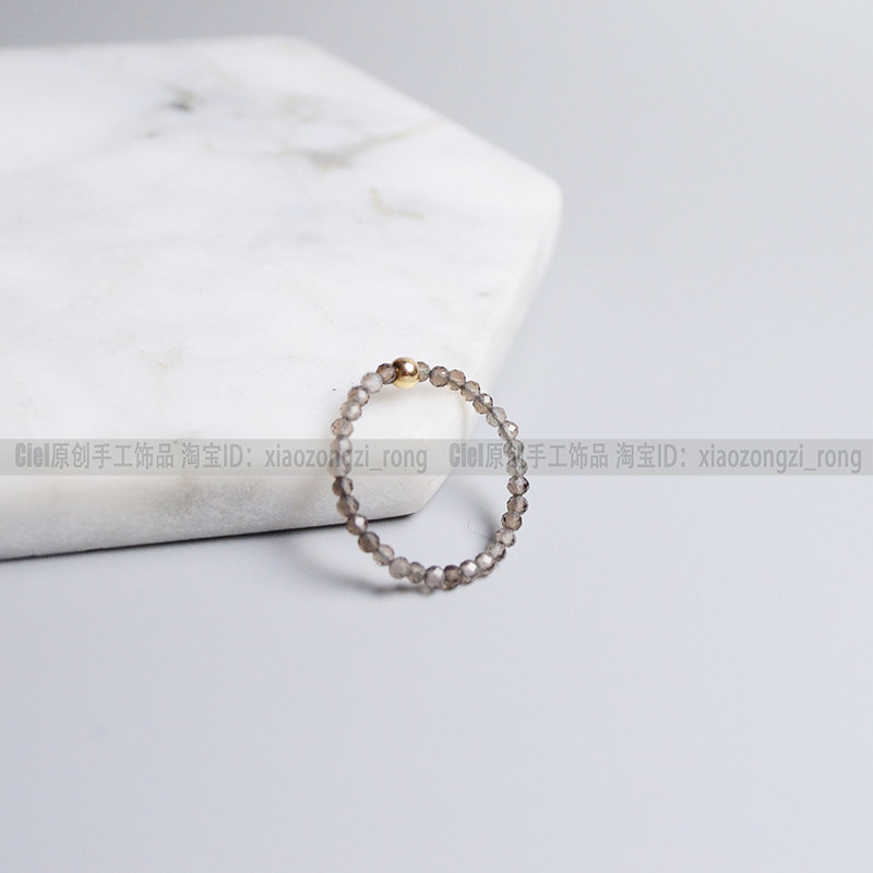 Ciel原创手工天然茶水晶戒指烟晶