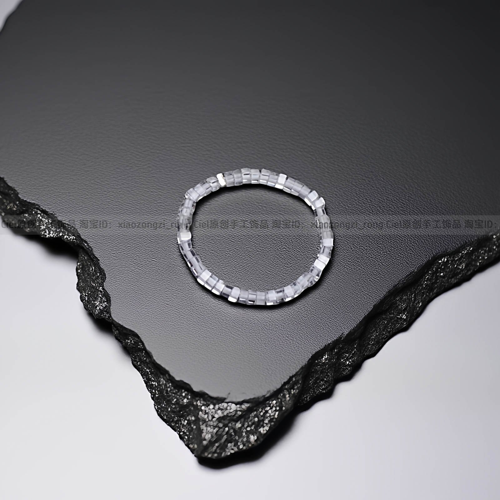 Ciel原创手工天然白水晶戒指迷你指环关节尾戒方片珠1.5mm超好看