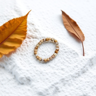 Ciel原创手工天然木化石戒指2.5mm方糖珠指环关节戒尾戒小方块女