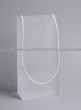 天然白松石项链锁骨链2mm圆珠