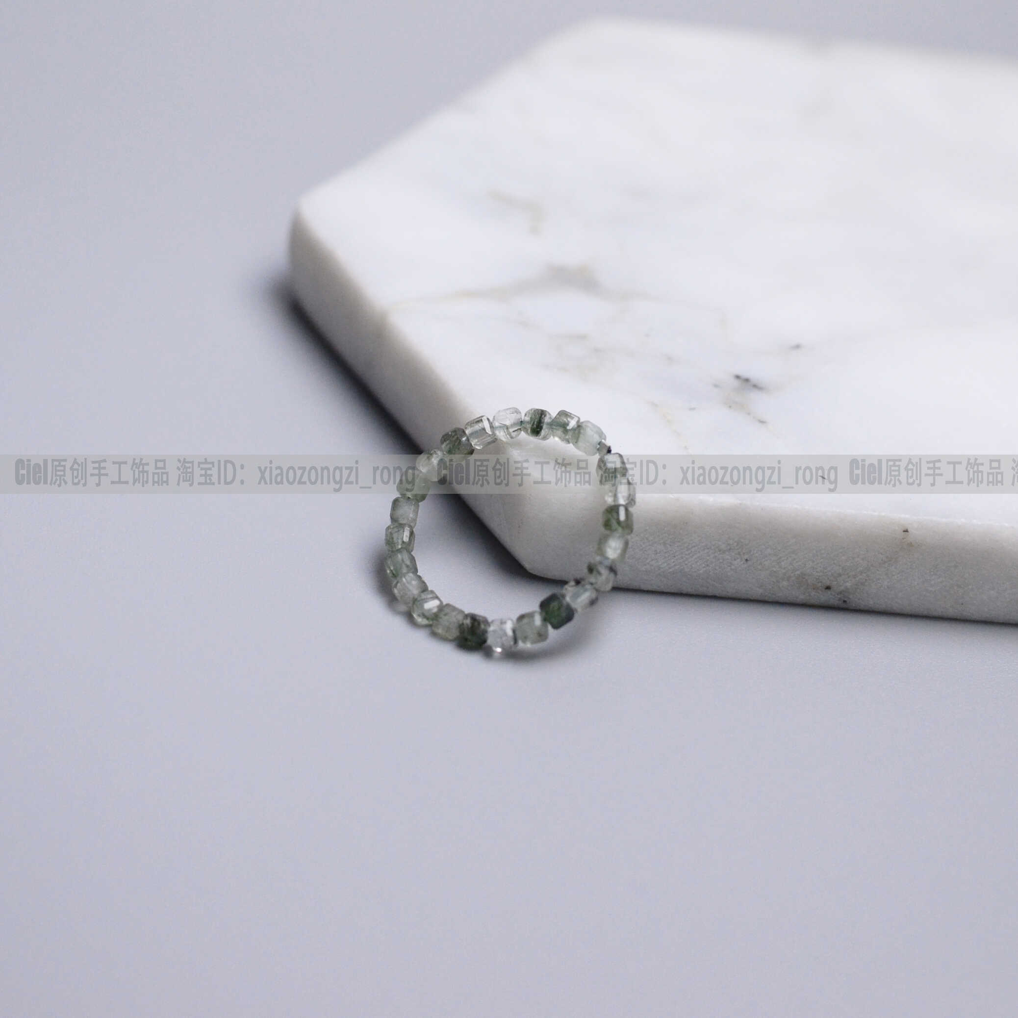 Ciel绿发晶关节戒方糖珠小清新