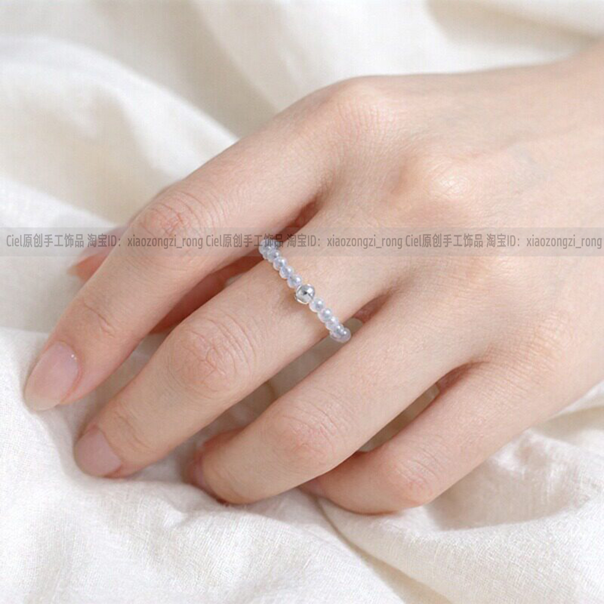 天然海蓝宝戒指关节戒尾戒补水女