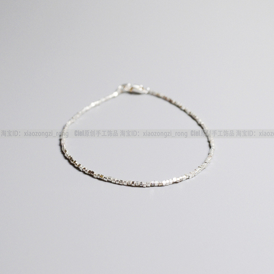 Ciel女925纯银原创方块珠手链