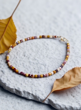 天然蛋黄石手链2.5mm方糖珠极细