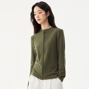 德绒打底衫 女秋冬内搭蚕丝羊毛发热保暖上衣双面磨毛外穿拉链卫衣
