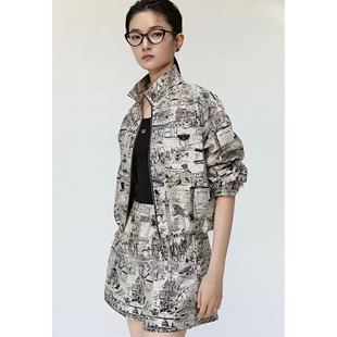 商场同款 通勤半高领印花设计感外套户外穿搭XC00326G1 2026夏新款