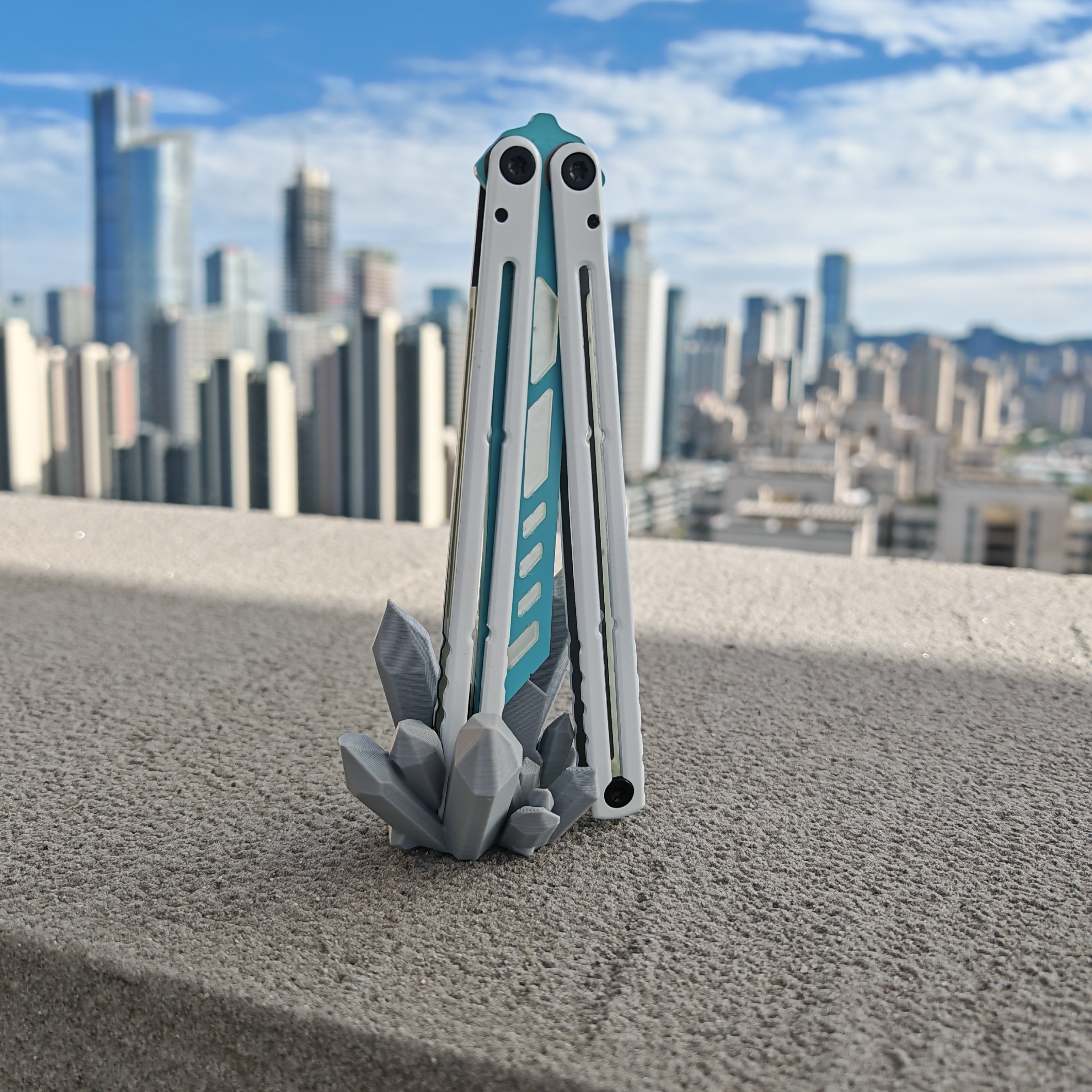 蝴蝶刀练习刀 乌贼3D打印座台