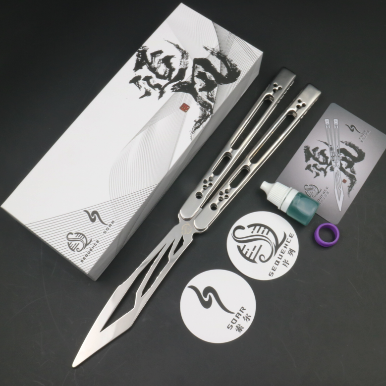 追风 序列SOAR工作室联名合作款 铆钉三明治蝴蝶刀练习刀 不开刃