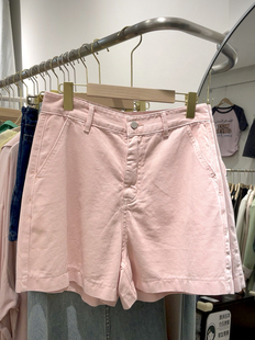 现货 BBQ韩版2025樱花粉牛仔裤短裤夏季新款时尚百搭显瘦休闲女裤