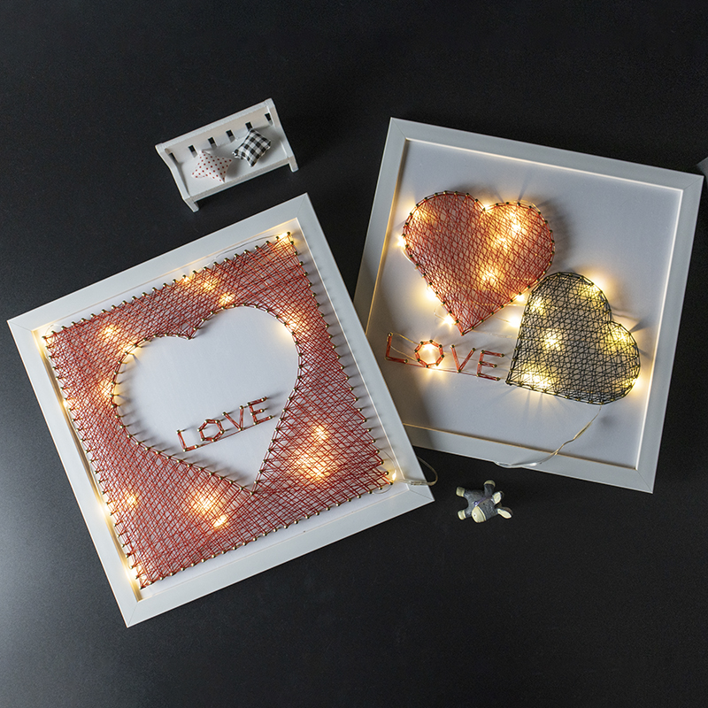 定制爱心立体钉子绕线画 diy手工制作材料包男友情侣创意生日礼物