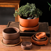 紫砂托盘接水盘垫盘底托陶瓷底盘 多肉植物绿植花盆托盘 移动托盘