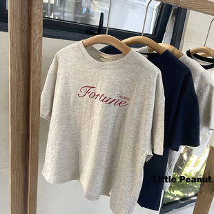 自制款 宽松松垮全棉做旧印花短袖上衣T恤 中性男孩女孩童装夏款