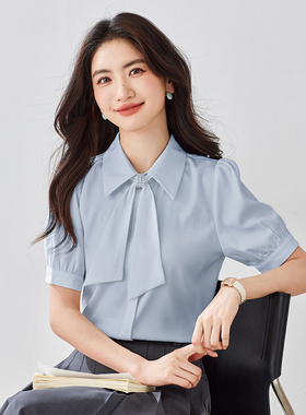 2026夏季考研复试穿搭白色短袖衬衫教资面试气质通勤上衣女