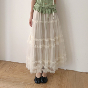 BORAN帛然高级感花边半身裙2025秋季 网纱蛋糕蓬蓬裙女E3023Q 新款