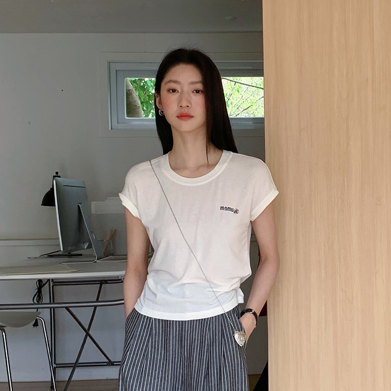 休闲百搭字母短袖t恤显瘦上衣女