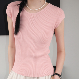 显瘦套头短袖 BORAN帛然休闲百搭针织衫 修身 新款 上衣女7255S 夏季