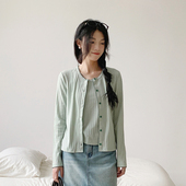 韩系慵懒长袖 BORAN帛然针织防晒衫 吊带背心两件套打底衫 上衣6216