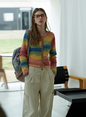 BORAN帛然2025秋季新款针织衫法式复古长袖圆领开衫上衣女B2D6156