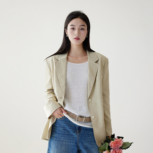 BORAN帛然纯色简约高级感春秋设计感宽松休闲气质西服外套6053