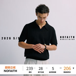 NOFAITH凉感棉40S/2高捻开襟Polo短袖男宽松老钱风海鸥领上衣薄