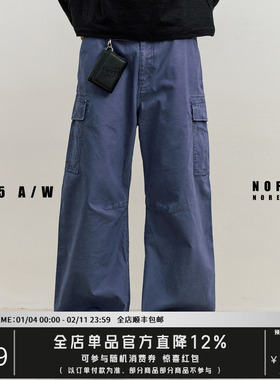 NOFAITH水洗做旧弯刀工装裤男宽松百搭直筒法工裤休闲长裤潮25FW
