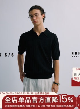 NOFAITH凉感棉40S/2高捻开襟Polo短袖男宽松老钱风海鸥领上衣薄