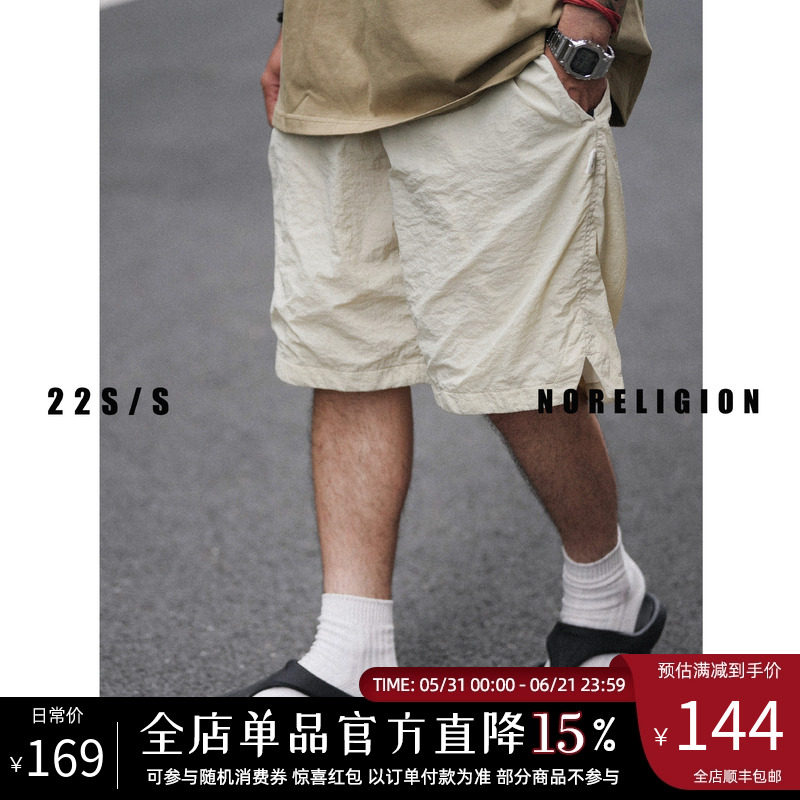 NORELIGION夏季宽松速干沙滩短裤薄款休闲运动防水五分裤男无信仰