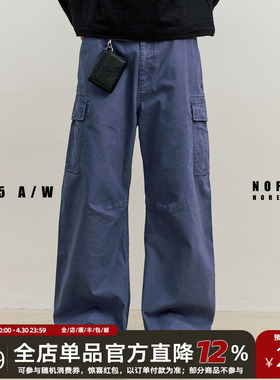 NOFAITH水洗做旧弯刀工装裤男宽松百搭直筒法工裤休闲长裤潮25FW