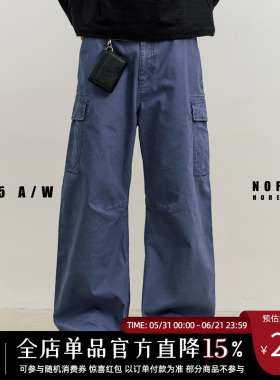 NOFAITH水洗做旧弯刀工装裤男宽松百搭直筒法工裤休闲长裤潮25FW