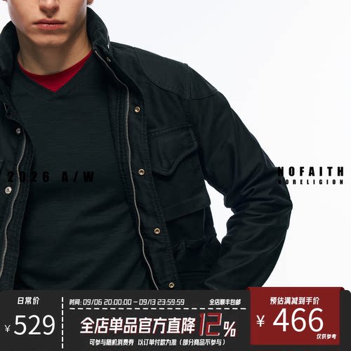 NOFAITH鼹鼠皮复古M65夹克外套男秋冬中长款微修身休闲上衣W6301