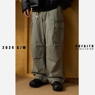 百搭阔腿休闲裤 男宽松多口袋直筒伞兵裤 潮 裤 NOFAITH日系复古工装