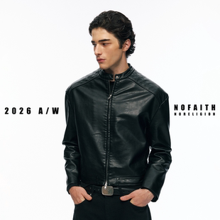 NOFAITH立领机车服短宽pu皮夹克外套男秋冬防风耐磨上衣休闲皮衣
